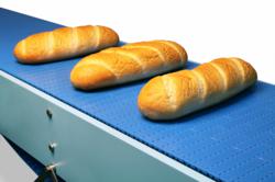 Bakery products moved by DynaClean Food Grade Conveyor